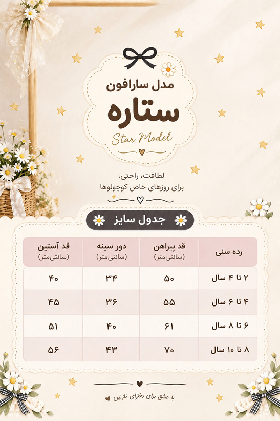 سارافون دخترانه مدل ستاره